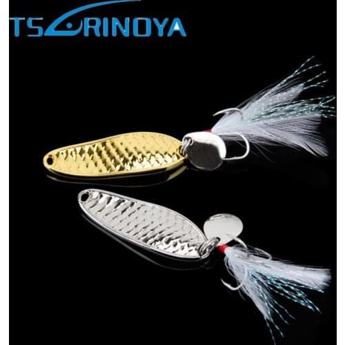 TSURINOYA 2Pcs Spinner Bait 10g 15g 20g Metal Spoon Fishing Lure Treble Hook Blade with Feather Skirt Culter Erythroculter Bait