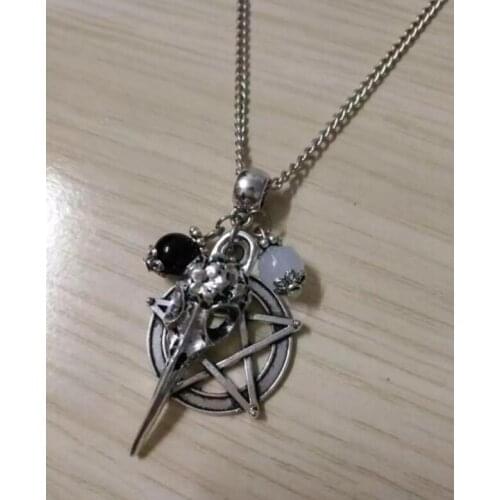 Vintage Style-Bird Skull - Pentagram Pendant Necklace Witch Pagan Punk Goth Jewelry Gift 1pcs