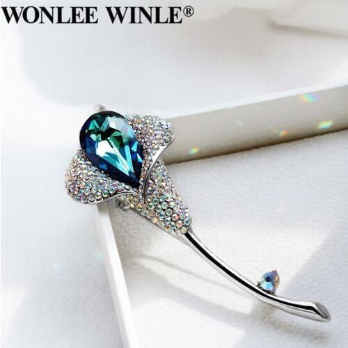 Wonlee Winle TOP Quality Austria Crystal Flower Brooches for Women Fashion Jewelry