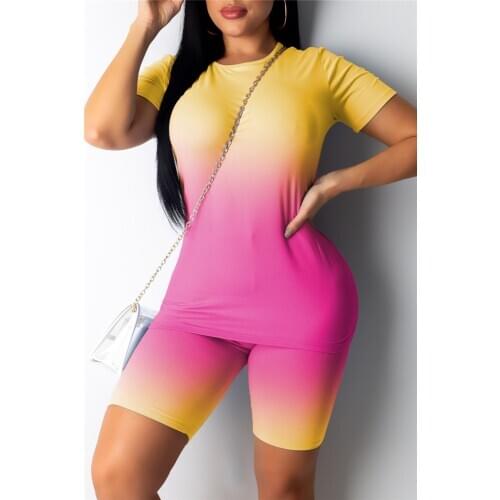 2020 Hot Women Summer Home clothes Outfit Short Sleeve T-Shirt Top High Waist Shorts Clothing Sets