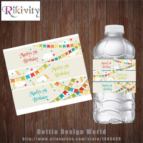 20 Pcs/lot Flag Water Bottle Wine Champagne Labels Candy Bar Wrapper Sticker Birthday Baby Shower Wedding Hen Party Decoration