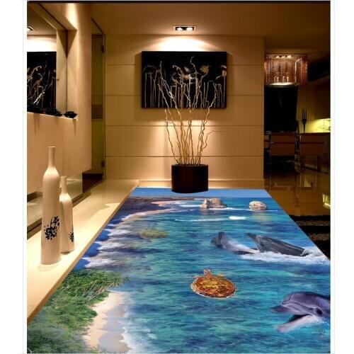 3D wallpaper 3d floor murals PVC Waterproof floor mural painting PVC waterproof floor Home Decoration fish