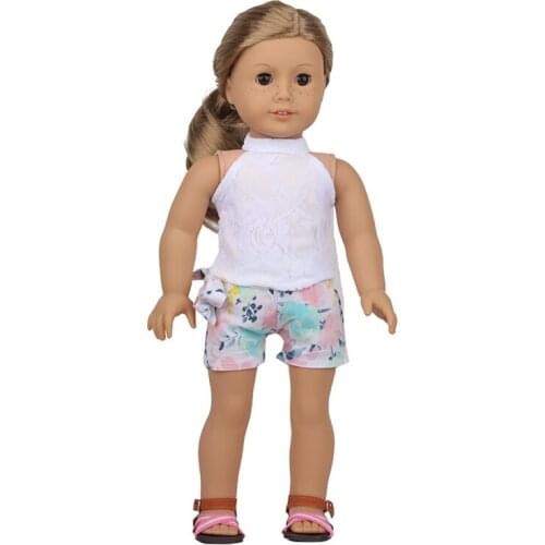 43Cm Reborn Baby Doll Clothes Lace White Shirt Colorful Bowknot Shorts For 18 Inch American Dolls Brithday Gift For Girls