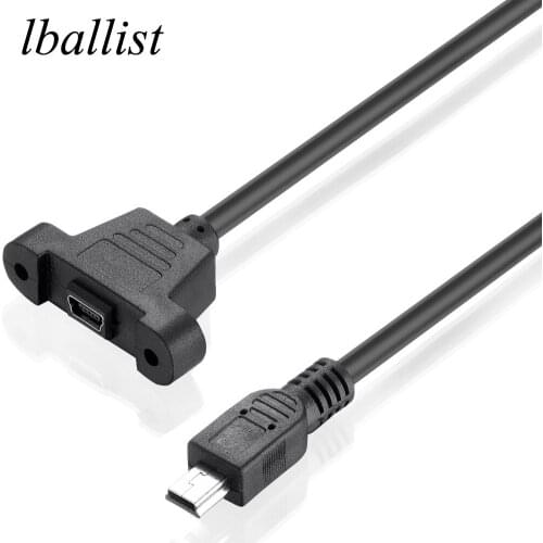 Lballist Mini 5Pin Extension Cable Male to Female M/F Foil+Braided Shielded With Screw Panel Mount 30cm 50cm