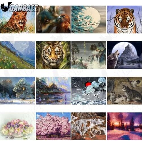 5Ddiy Diamond Painting Siberian Tiger Abstract Landscape Wall Art Cross Stitch Mosaic Sticker Diamond Embroidery Room Decoration