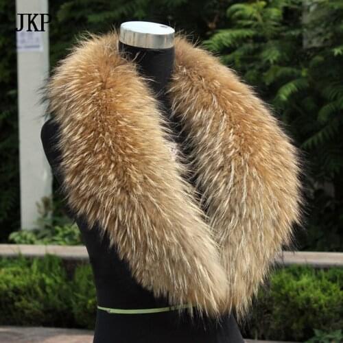 Free Shipping Real raccoon fur collar natural Genuine Big Raccoon Fur Collar scarf warp shawl winter neck warmer