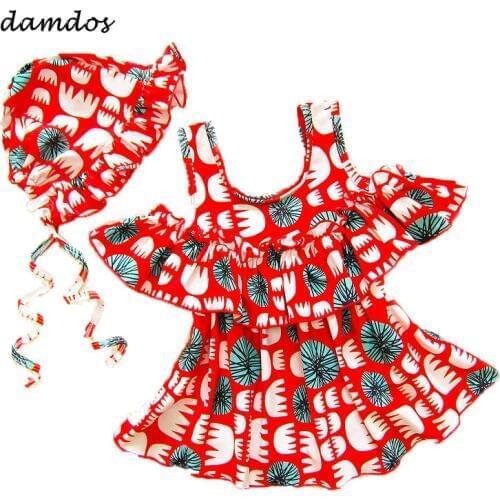 Bikini 2019 Girls One Piece Swimsuit Cover up Kids Swimwear Cut Off Girls Rash Guard Summer Clothes American Style Beach Dress