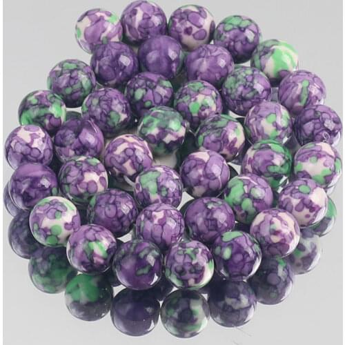 Natural Stone Purple Green Colorful Rain Jaspers Round Loose Beads for Jewelry Making DIY Woman Bracelet Necklace 4/6/8/10/12mm