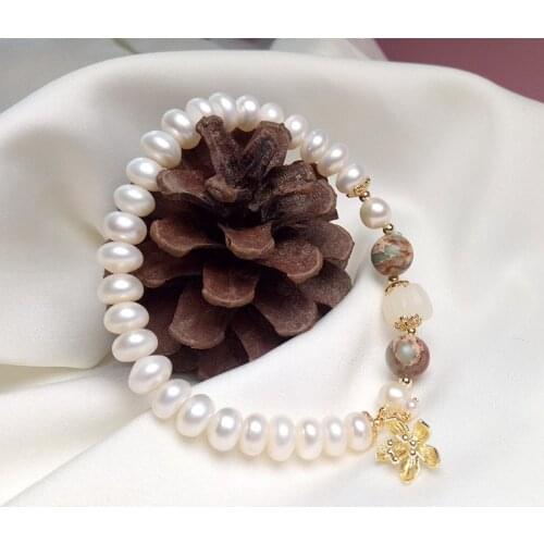 YSL150008 Small Flower Freshwater Pearl Bracelet Japanese Light Luxury Bracelet Korean Version Of Simple And Versatile Temperame