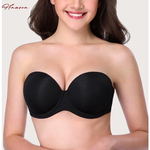 Push Up Strapless Bra Smooth Contour Cup Underwire Full Figure Sexy Female Underwear Lingerie