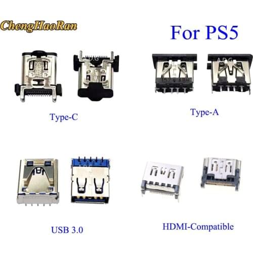 ChengHaoRan 1pcs For PS5 Type-c USB C Type A USB 3.0 HDMI-Compatible Charging port socket connector