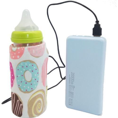 Travel Stroller USB Milk Water Warmer Insulated Bag Baby Nursing Bottle Heater 6 Colors
