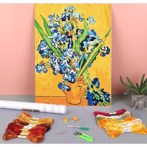 Landscape Printed Water-Soluble Canvas 11CT Cross Stitch Full Kit DIY Embroidery DMC Threads Painting Hobby Mulina