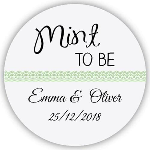 DouxArt 100 Pieces Custom Personalized, Wedding Stickers - Mint to be, 40mm Colorful Wedding Party Communion Gift Labels P084