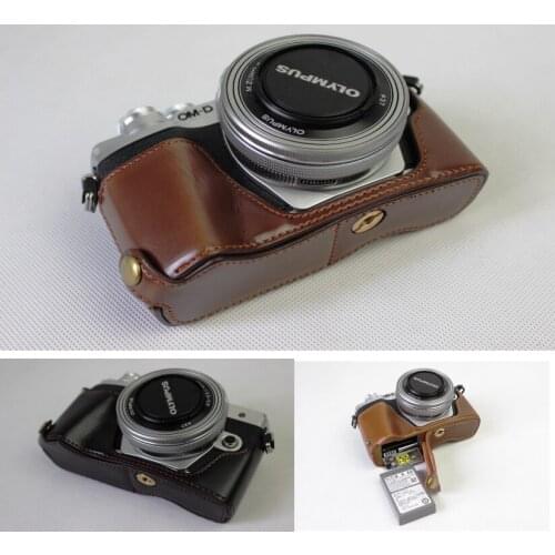 Pu Leather Protect Camera Half case Bag Grip for Olympus OM-D EM10III EM10 Mark IIi