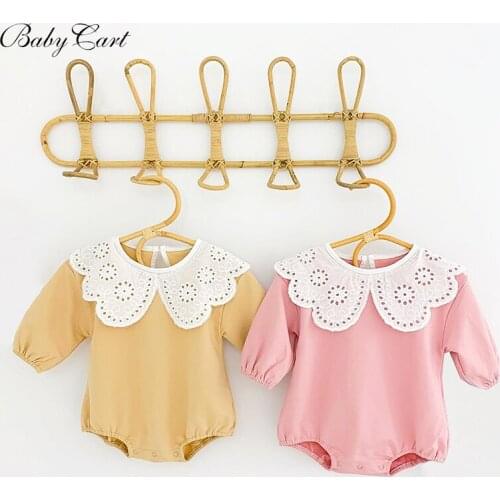 Spring Autumn Toddler Baby Girl Romper Lace Splicing Cotton Long Sleeve Clothes Newborn Baby Girl Jumpsuit
