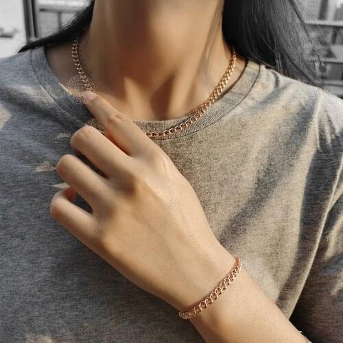 585 Rose Gold Jewelry Sets for Women Men Snake Rolo Twisted Rope Swirl Link Chain Bracelets Necklace Sets Party Wedding CS20