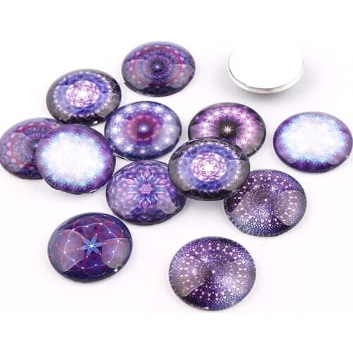 Round Purple Embroidery Glass Cabochon 10/12/16/18/20/25mm Flatback Dome Cabochon Embellishments Base Setting DIY Accessories