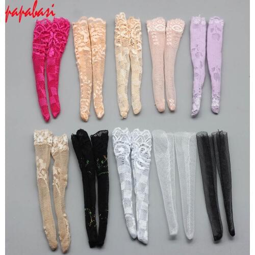 New Mix 3pairs/lot fashion Colorful Lace Stocking Handmade Doll Intimate Accessories for 1/6 BJD Dress Dolls Gift for baby Girls
