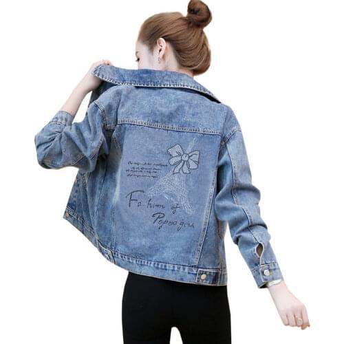Large Size Single-Breasted Denim Jacket Female Casual Short Coat Womens Spring Autumn Outerwear 2021 New Fashion Jeans Coat
