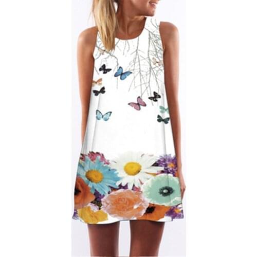 Fashion womens vest dress beautiful feather 3D printing summer Bohemian style off shoulder miniskirt womens casual skirt