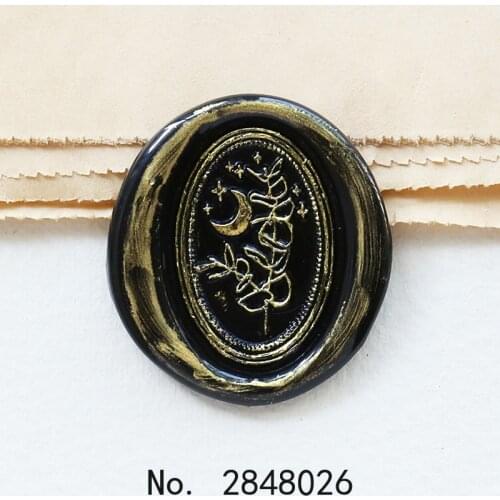 Moon leaves Floral Seal Stamp,Flower Wax Seal Stamp Kit,gift packing Plants seal,Parry wax seal stamp,Oval shape stamp