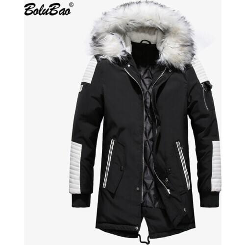 BOLUBAO Winter Brand Men Parkas Coats Mens Thick Warm Long Overcoat Fashion Casual Patchwork Hooded Parka Coat Male