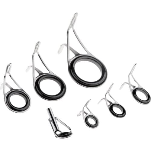 7 Pieces Fishing Rod Guide Tip Set Fish Pole Ring Eye Stainless Steel Repair Kit Spinning Pole Accessories
