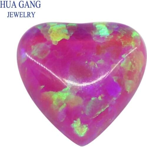 OP09 Heart Shape Opal Loose Stones Round Shape Base Cabochon Created Opal Beads Semi-Precious Stones For Jewelry Making 3mm-15mm