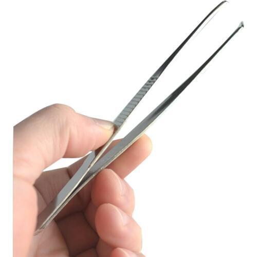 100 Pcs Medical stainless steel tweezers thick round anti-skid toothed forceps clip with high precision 12.5cm/4.92"