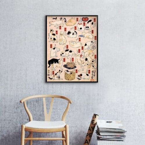 Japanese Cat Poster, Utagawa Kuniyoshi Cats, Japanese Art Poster, Animal Art, Animal Poster, Vintage Print, Gift Idea