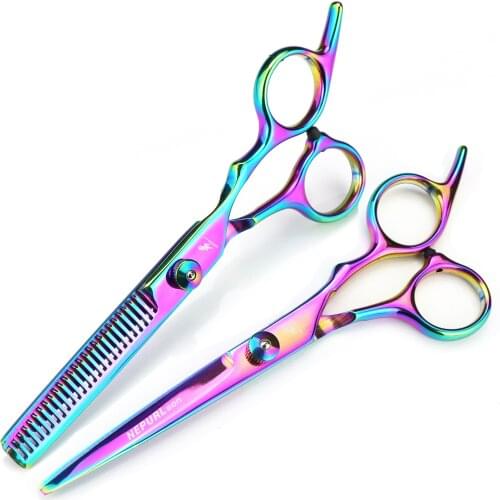 Professional 6inch Multicolor Stainless Steel Hairdressing Scissors Haircut Cutting Shears Cut Thinning Barber Makas Scissors