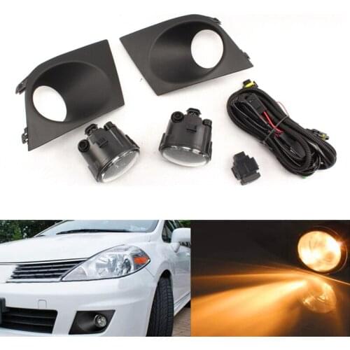 Car Front Bumper Grille H11 Fog Light Bulb with Switch Wire Fog Lamps Assembly for Nissan Versa 2009-2013