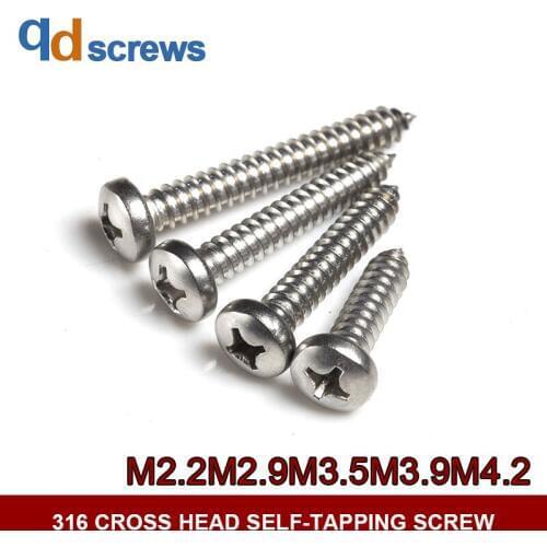 316 M2.2M2.9M3.5M3.9M4.2 cross head self-tapping Phillip round screw GB845 DIN7981 ISO 7049
