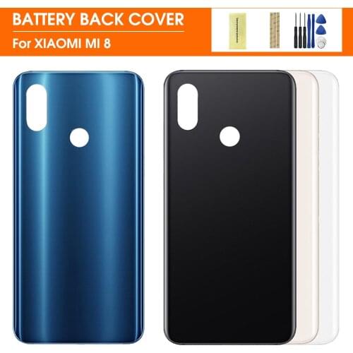 For Xiaomi mi 8 mi8 Glass Back Battery Cover Rear Door Housing Case Cove Panel Replacement Phone Case With Adhesive Sticker