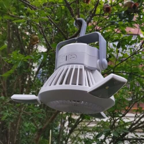 Solar Light with Fan Outdoor Camping Light Tent Lantern Rechargeable Fan Light Pendant Tree Light Night Lamp for Street Patio
