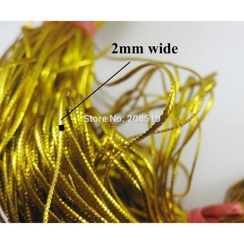 T0004 Soft thread Gold color about 2mm wide flat 500meter/lot Label cord Packing accessories