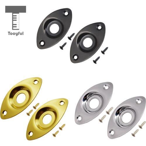 Tooyful 2pc Electric Bass Guitar Jack Output Input Socket Cover Plate with 2 Mounting Screws for Oval Style