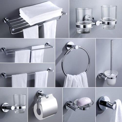 Bathroom Hardware Towel Rail Bar Rack Bar Robe Hook Shelf Tissue Paper Holder Toothbrush Holder Bathroom Accessories