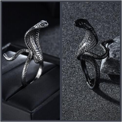 Vintage Jewelry Retro Cobra Snake Ring Exaggerated Personality Retro Statement Rings for Women Adjustable Best Gift