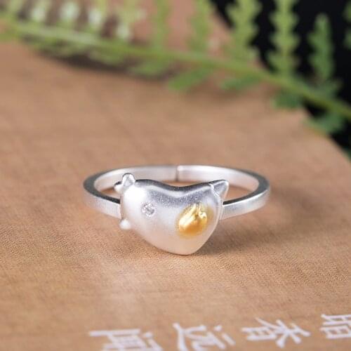 VLA 925 Sterling Silver Creative Simple Love Chicken Ring Womens Personality Cute Animal Ring Wholesale