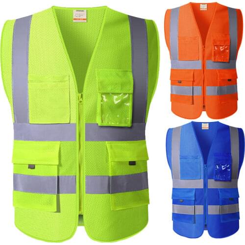 Hi Vis VIZ Excutive Vest High Visibility Reflective Mesh Vest Multi-pocket Safety Vest With Reflective Stripes Mens Summer Vest