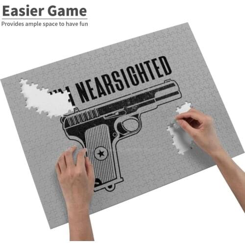 I'M Nearsighted Funny Pistol Shooting 2Nd Amendment Gun Shirt Gear Jigsaw Puzzle For Adults Kids Diy Games Gun Guns Firearm