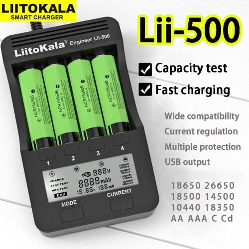 Liitokala Lii-500 battery charger 18650 for 26650 18500 18350 aa and aaa 3.7v Li-ion 1.2v NiMH Capacity test Fast charging