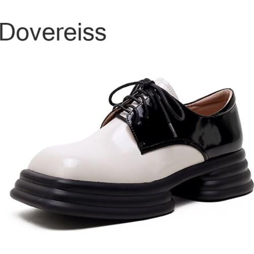 Dovereiss Fashion Autumn Womens Shoes New Elegant Square Toe Lace Up Consice White Platform Pumps Sexy Office ladys 5cm