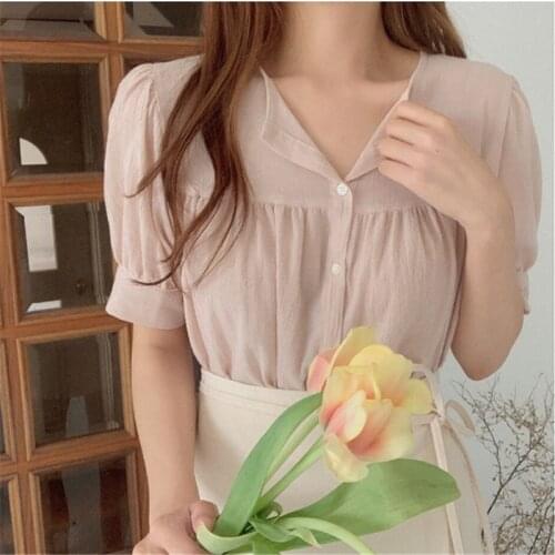 New Girls Summer Blouse Women Suit Shirt Short Sleeves Tops High Waist Skirt Mini A Line Skirts Two Piece Suits Sell Separately