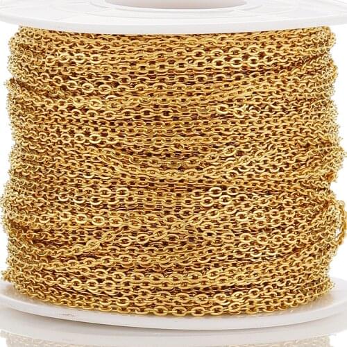 No Fade 10Meters/Roll Stainless Steel Gold Chain O Shape Cross Chains for Bracelets Necklace DIY Jewelry Making 1/1.5/2mm