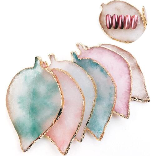 1pcs Leaf Shape Resin Nail Art Palette Gel Nail Polish Nail Art Drawing Color Palettes Cream Foundation Mixing Nail Display Tool