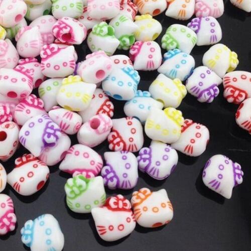 20pcs 11mm Mix Color Acrylic Cube Knotbow Cat Alphabet Beads spacer