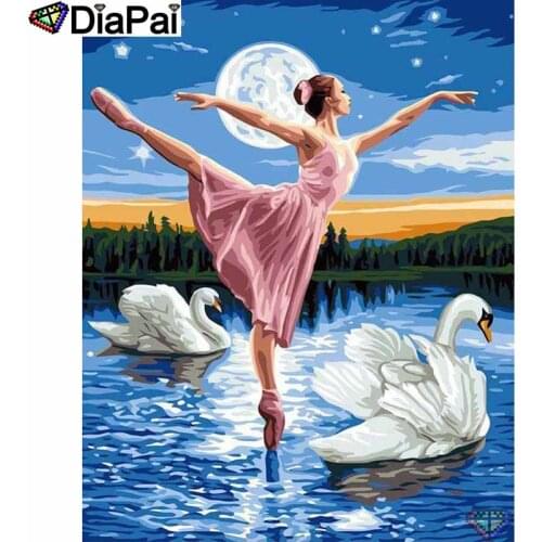 DIAPAI 5D DIY Diamond Painting 100% Full Square/Round Drill "Beauty goose moon" Diamond Embroidery Cross Stitch 3D Decor A22303